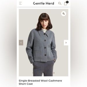 Gentle Herd NWT Gray Single-Breasted Wool-Cashmere Short Coat Size Medium